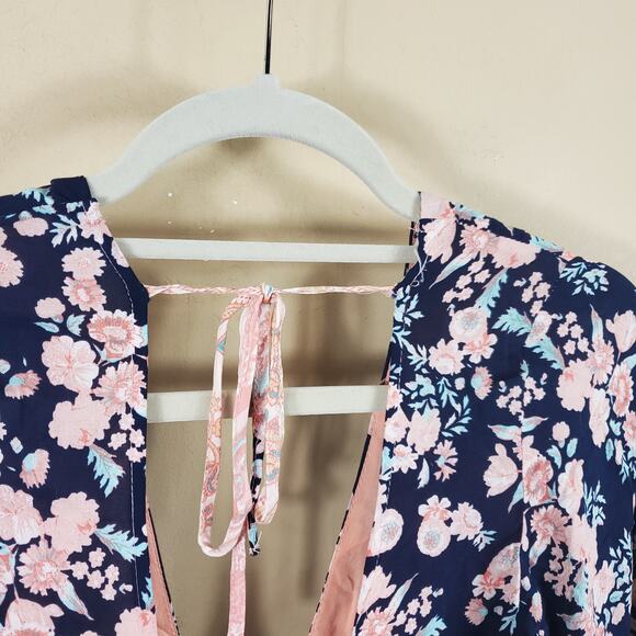 4/$25 Rumor Mixed Print Tie Back Romper with Cutout Detail Size S - Picture 10 of 13